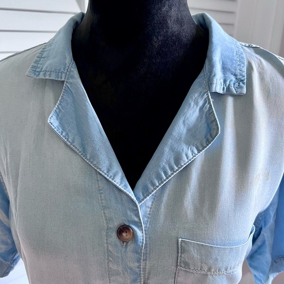 Lulu's Light Blue Denim Button-Up Shirt Dress - Picture 2 of 4